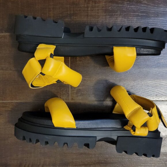 NEW ALLSAINTS Helium Sandals Womens 9Yellow Lug Chunky Grunge Designer Casual - Picture 6 of 10